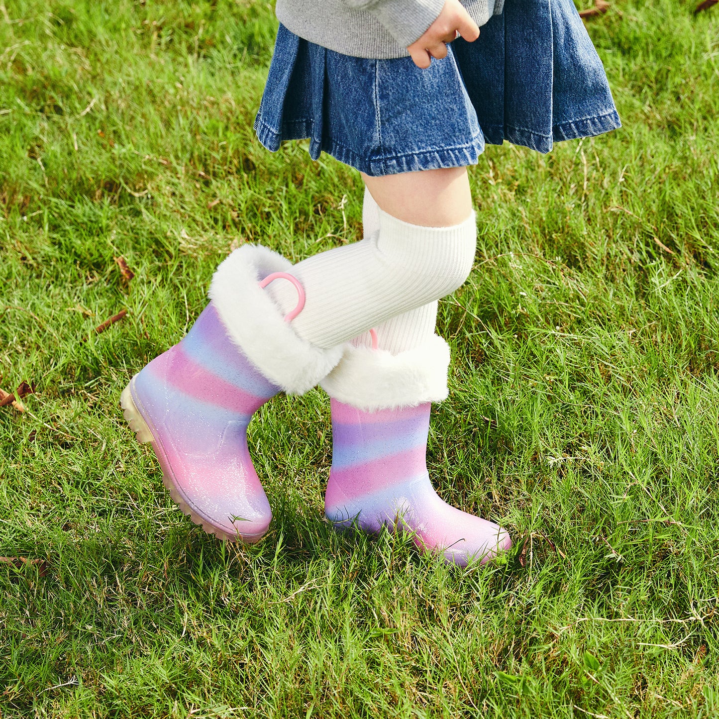 kid toddler warm rain boots purple vermicelli