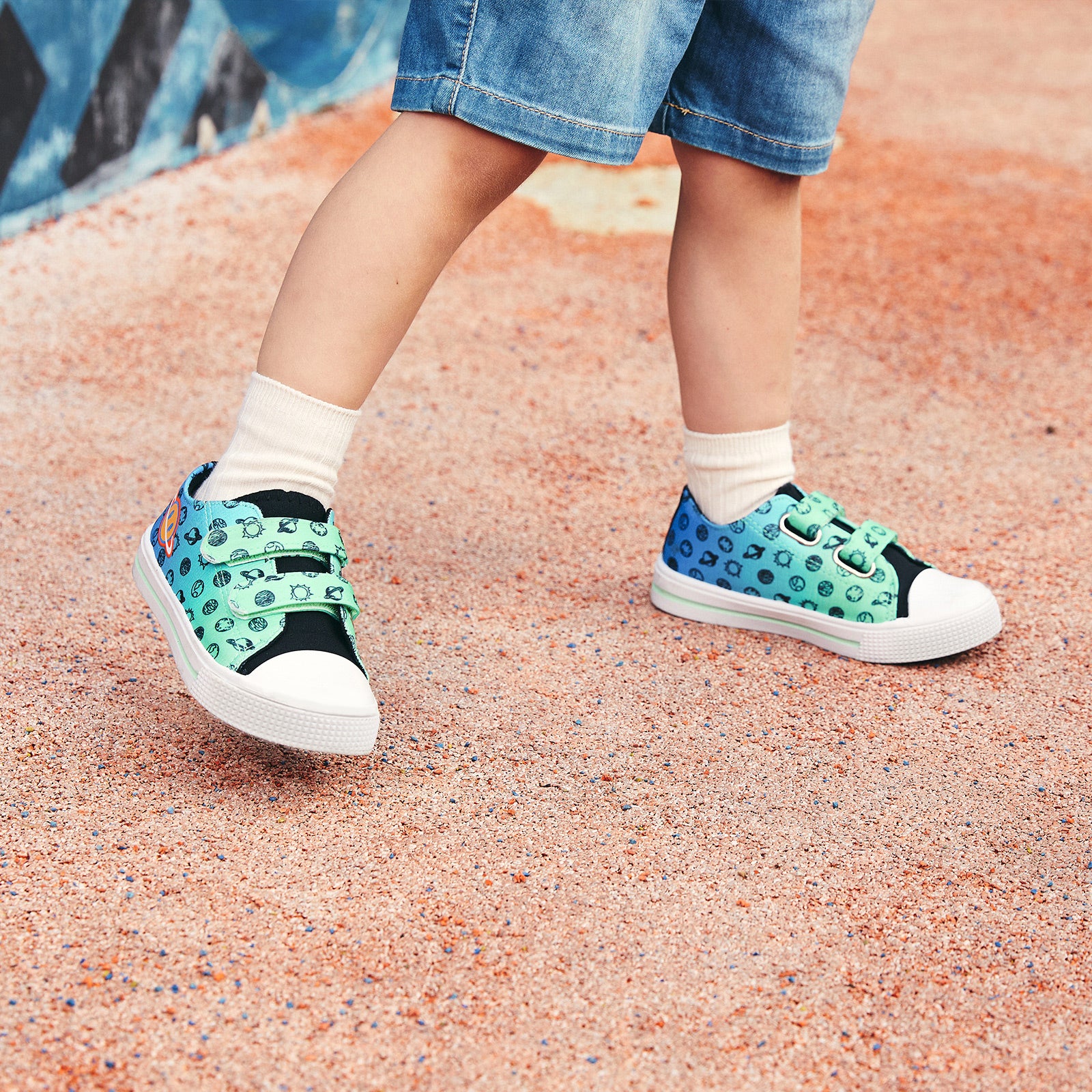 Boys Girls Sneakers Gradient Planet Canvas Shoes