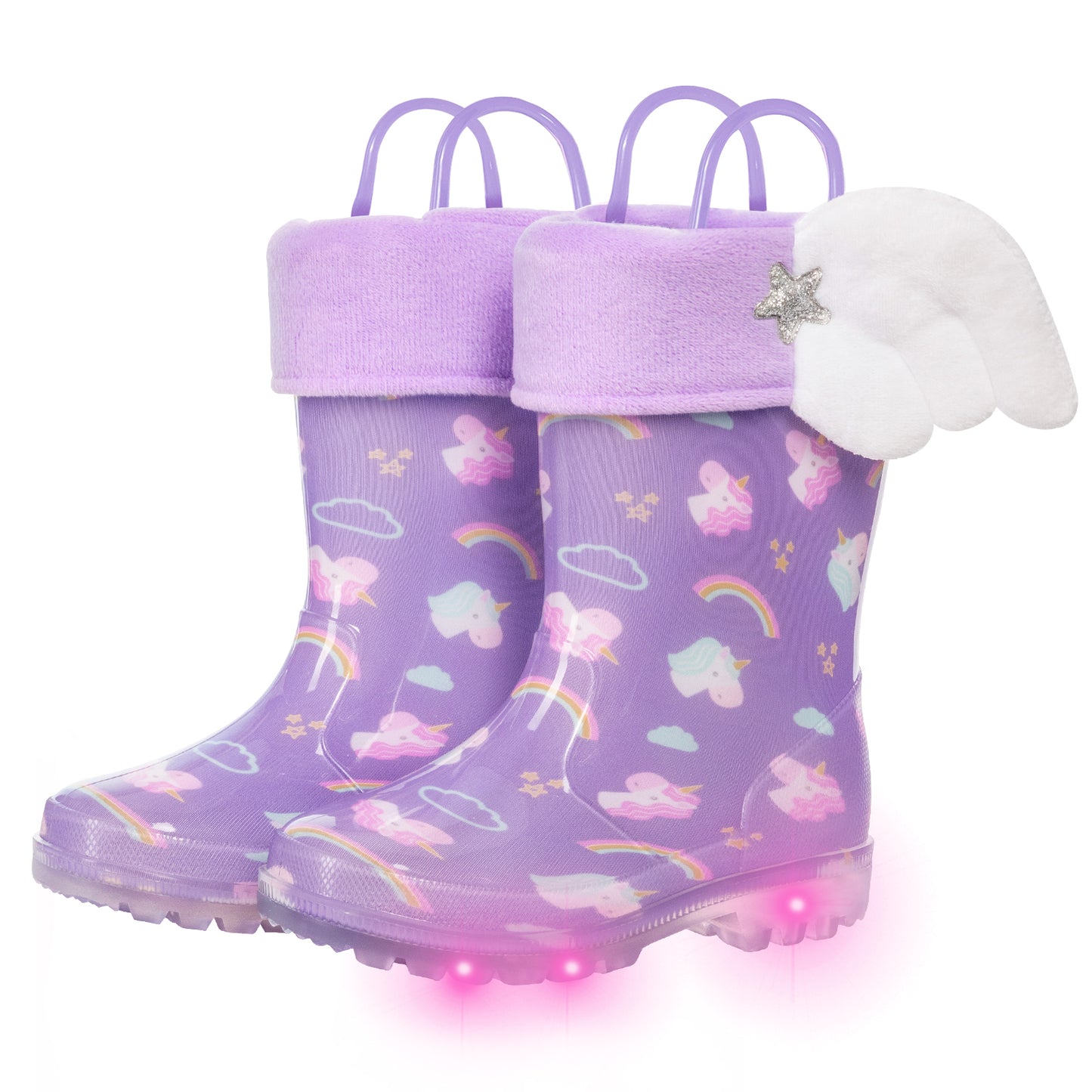 kid toddler warm rain boots purple unicorni