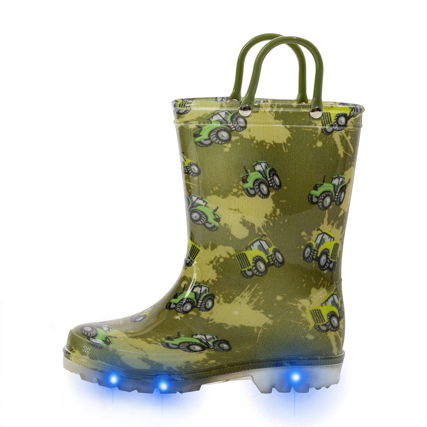 camouflage tractor light up kids wellies