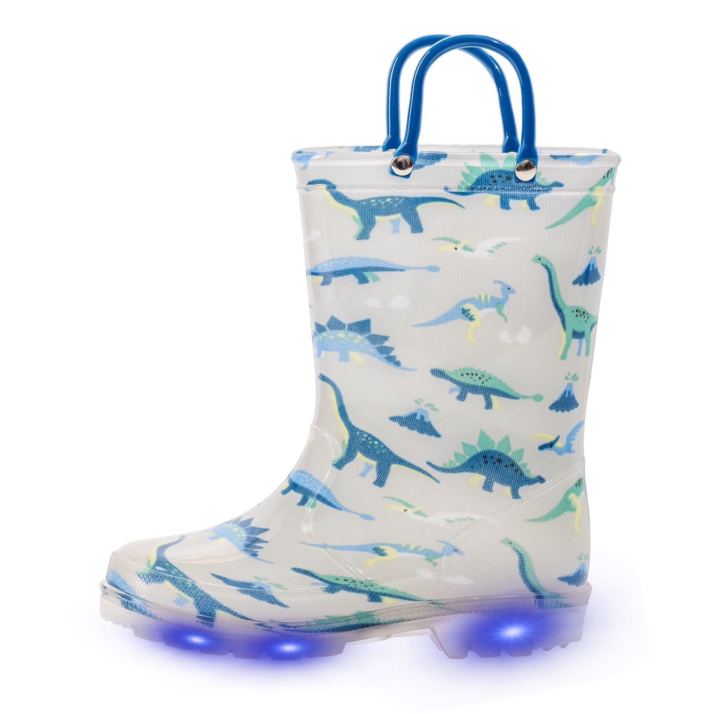light up kids rain boots with handle - funcoo