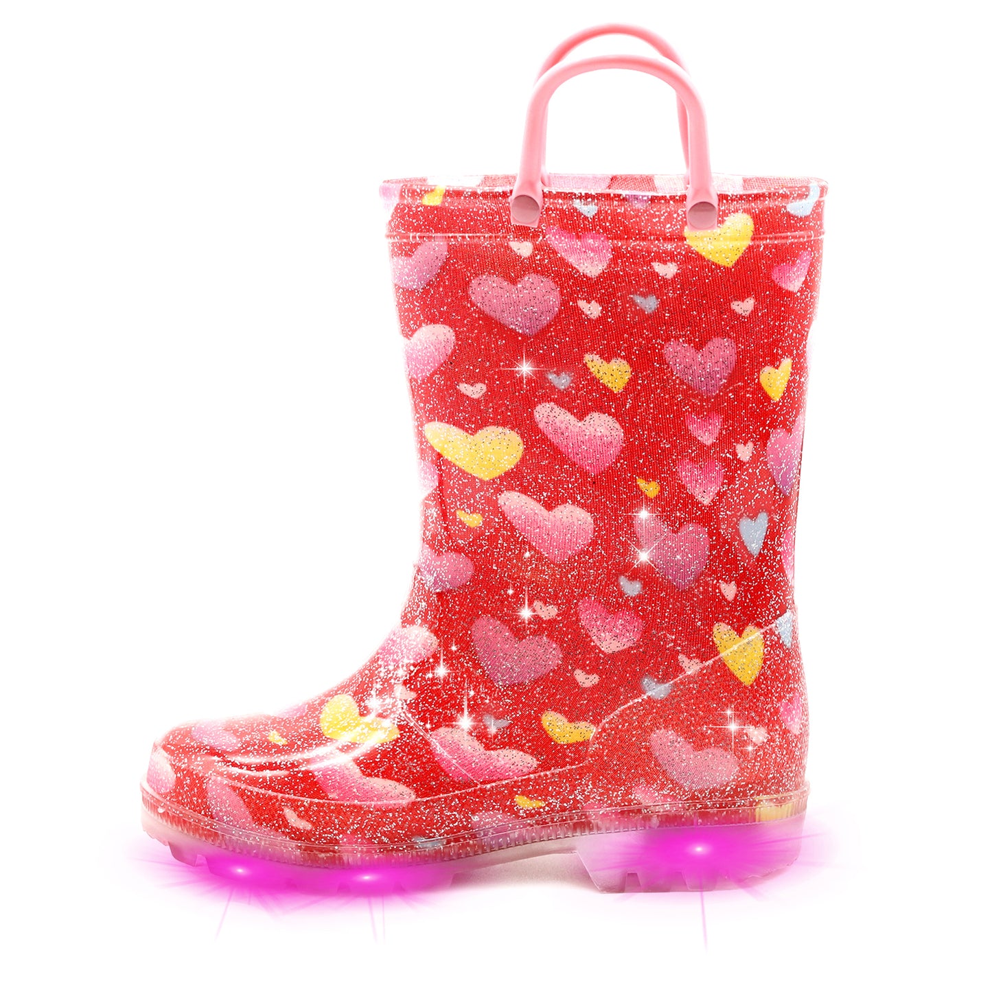 light up kids rain boots with handles - funcoo