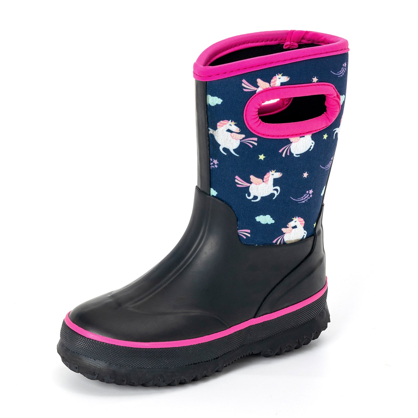 purple black unicorn mud boots