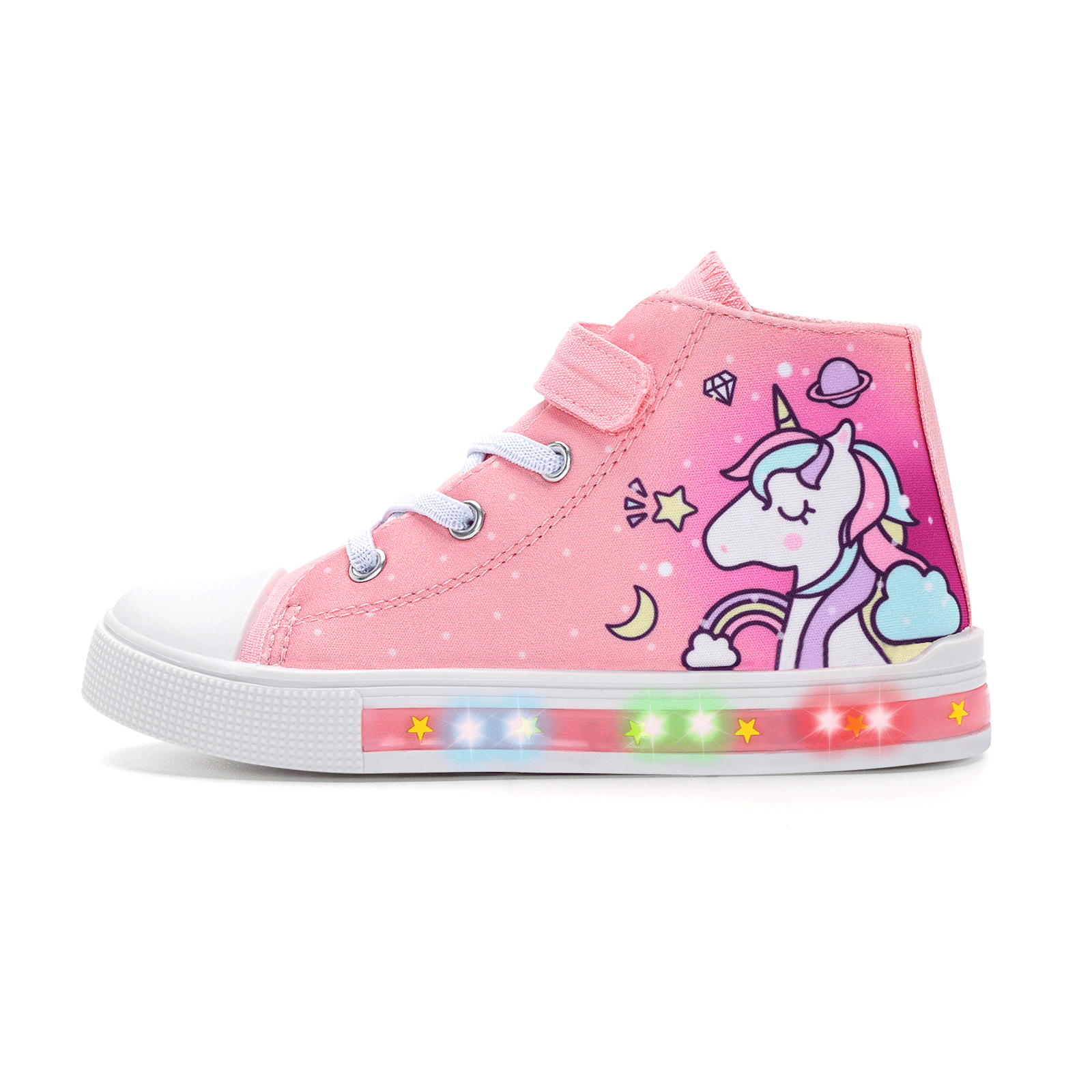 Light Up High Top Canvas Kids Sneakers