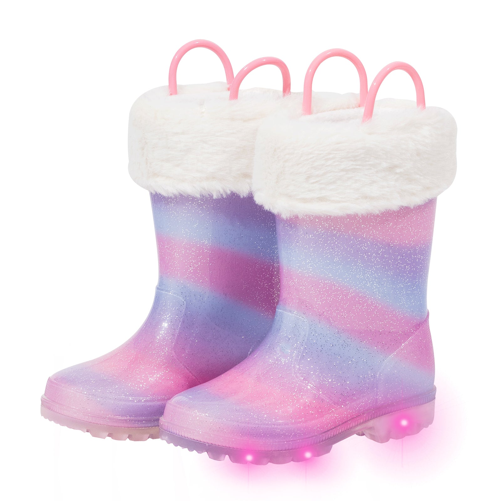 Kid Toddler Warm Light Up Girls Rain Boots