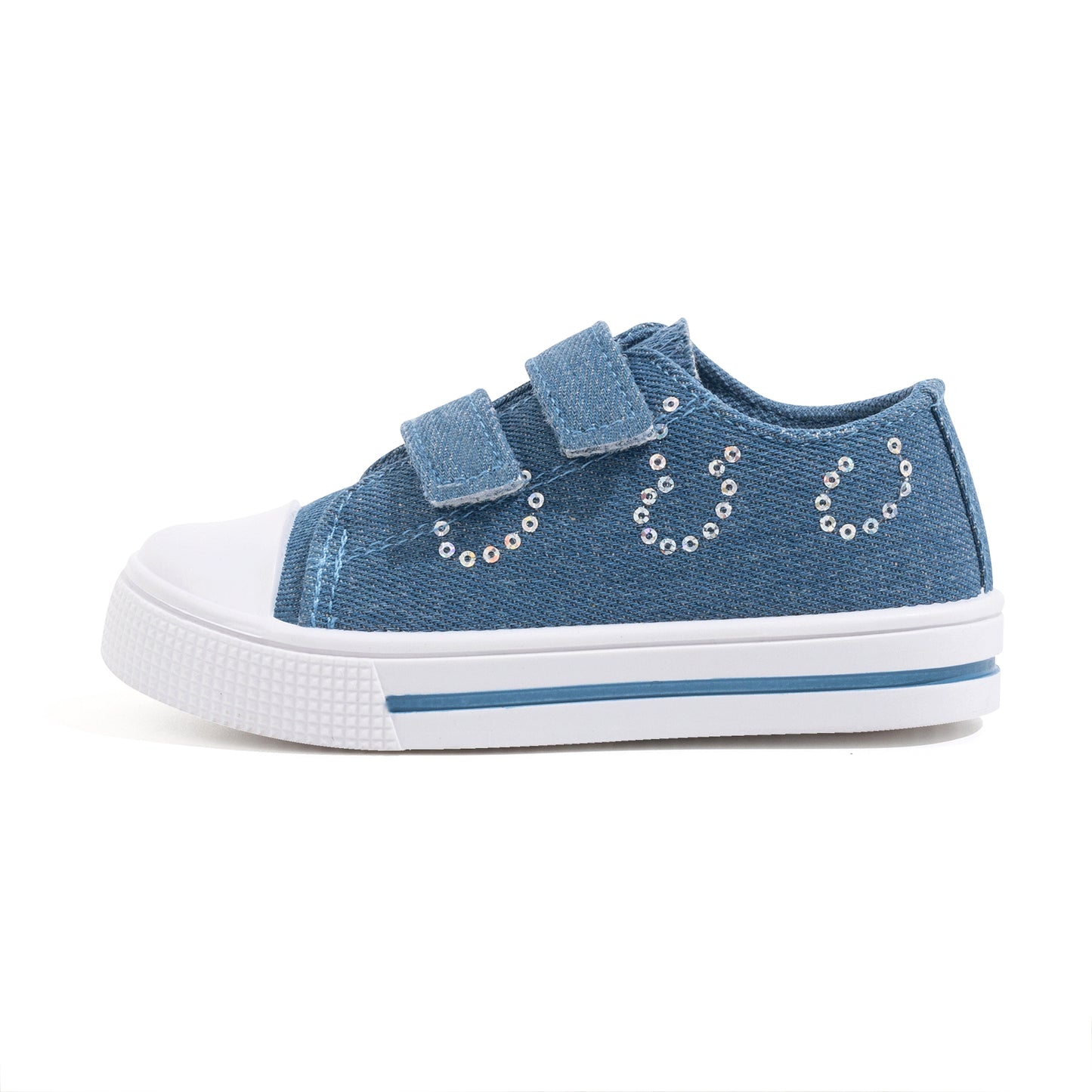 denim sequins dual straps sneakers