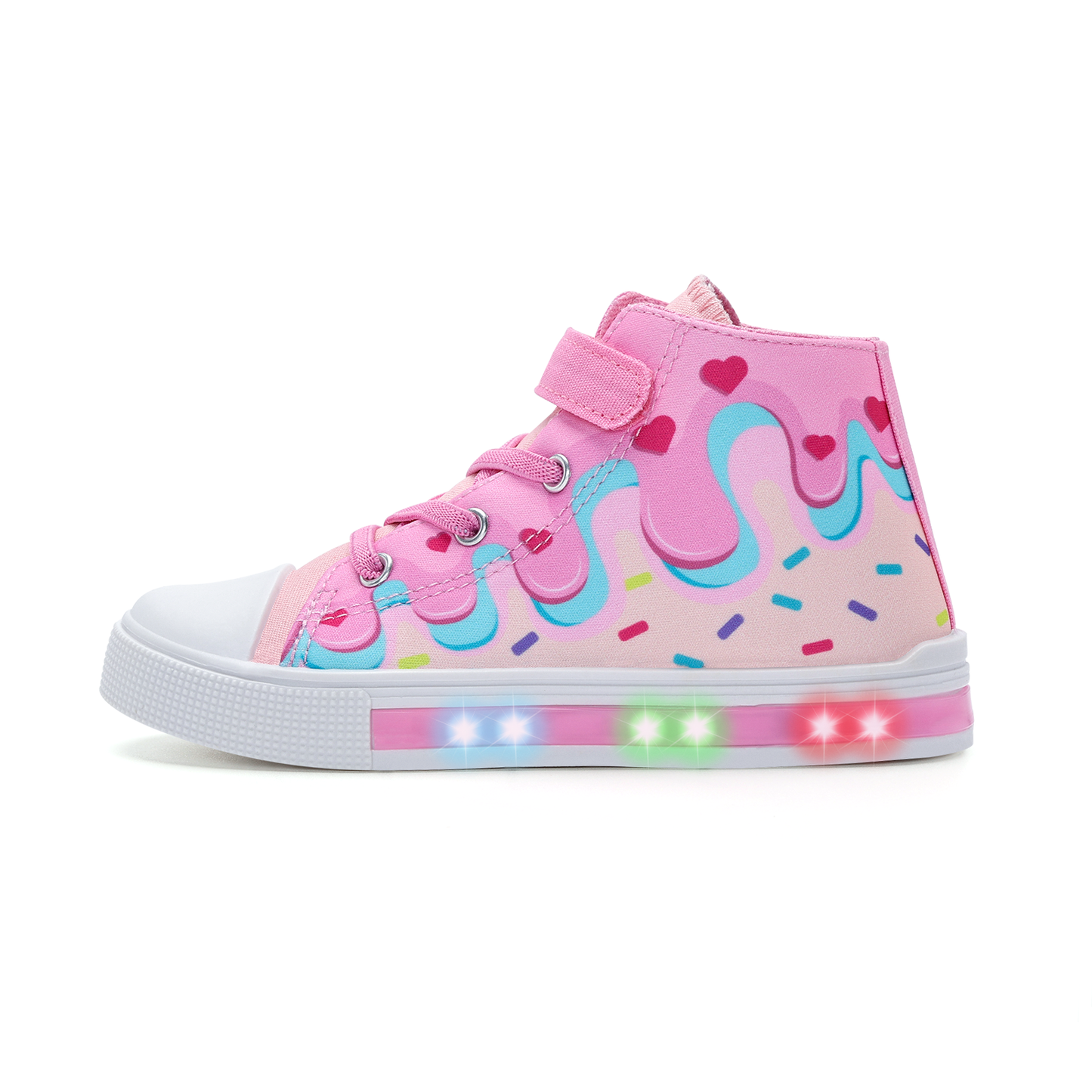velcro big cake light up high top canvas sneakers