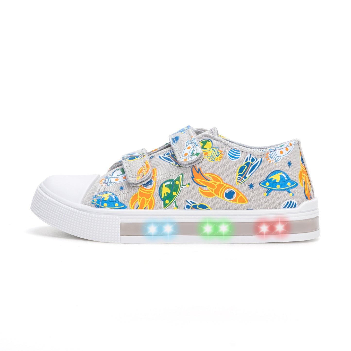 boys girls sneakers gray rocket ufo light up canvas shoes