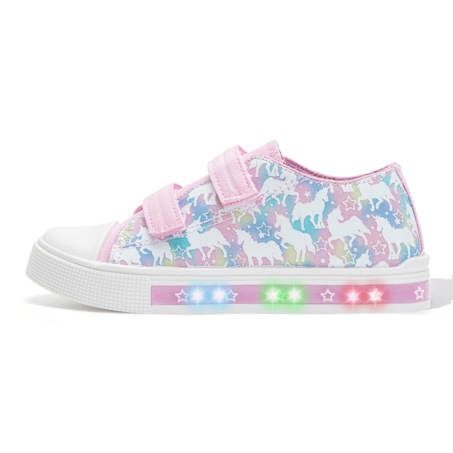 light up pink and purple unicorn dual straps sneakers