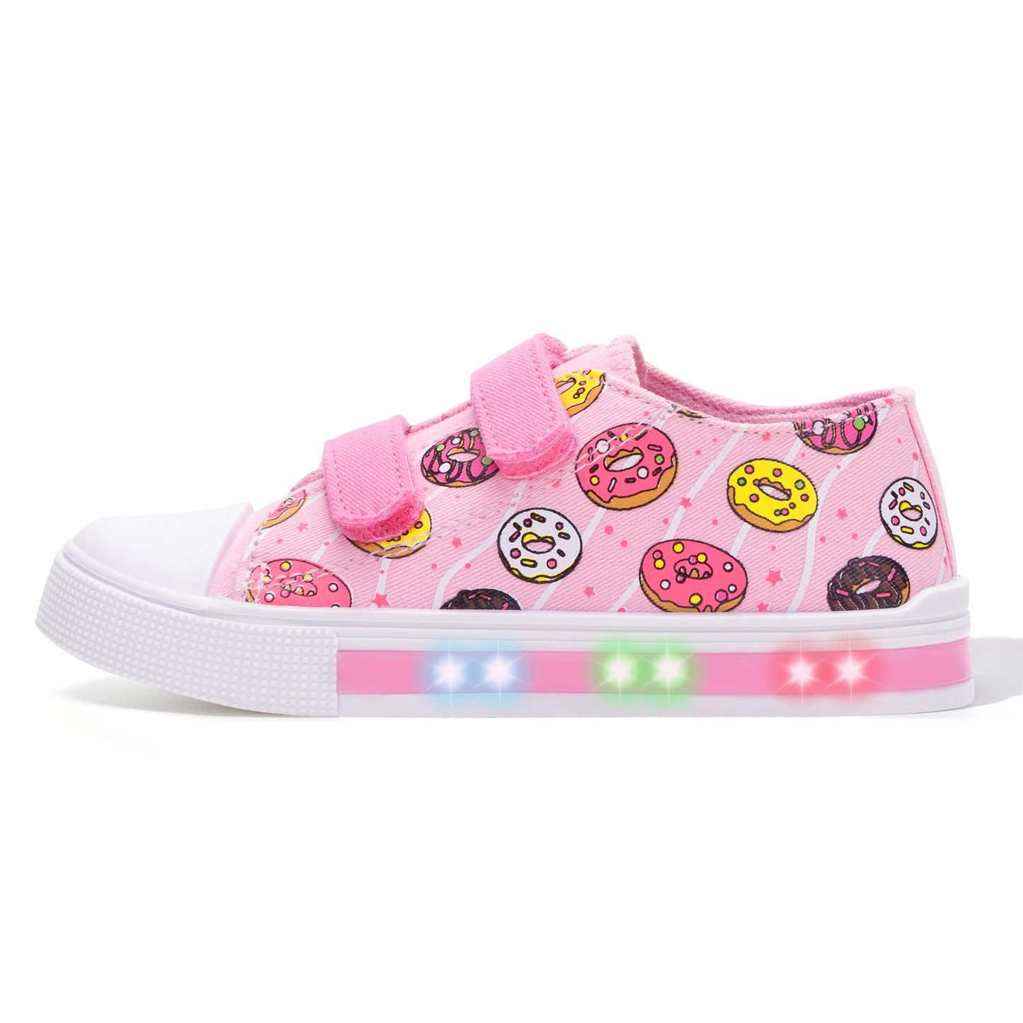 light up pink donut dual straps sneakers