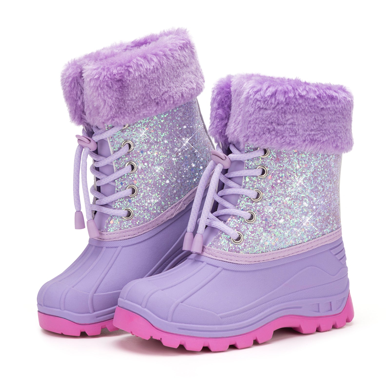 Toddler Girls Purple Winter Snow Boots - FUNCOO