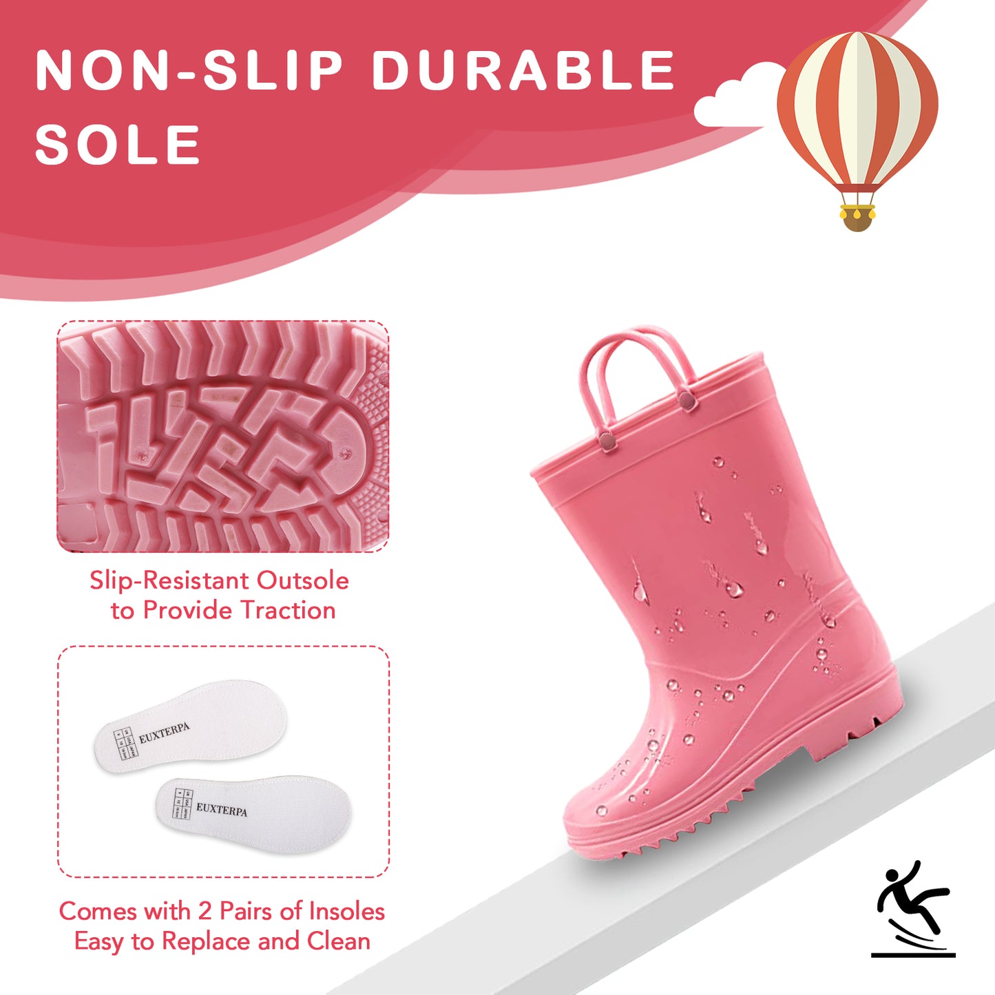 toddler kids solid pink rain boots