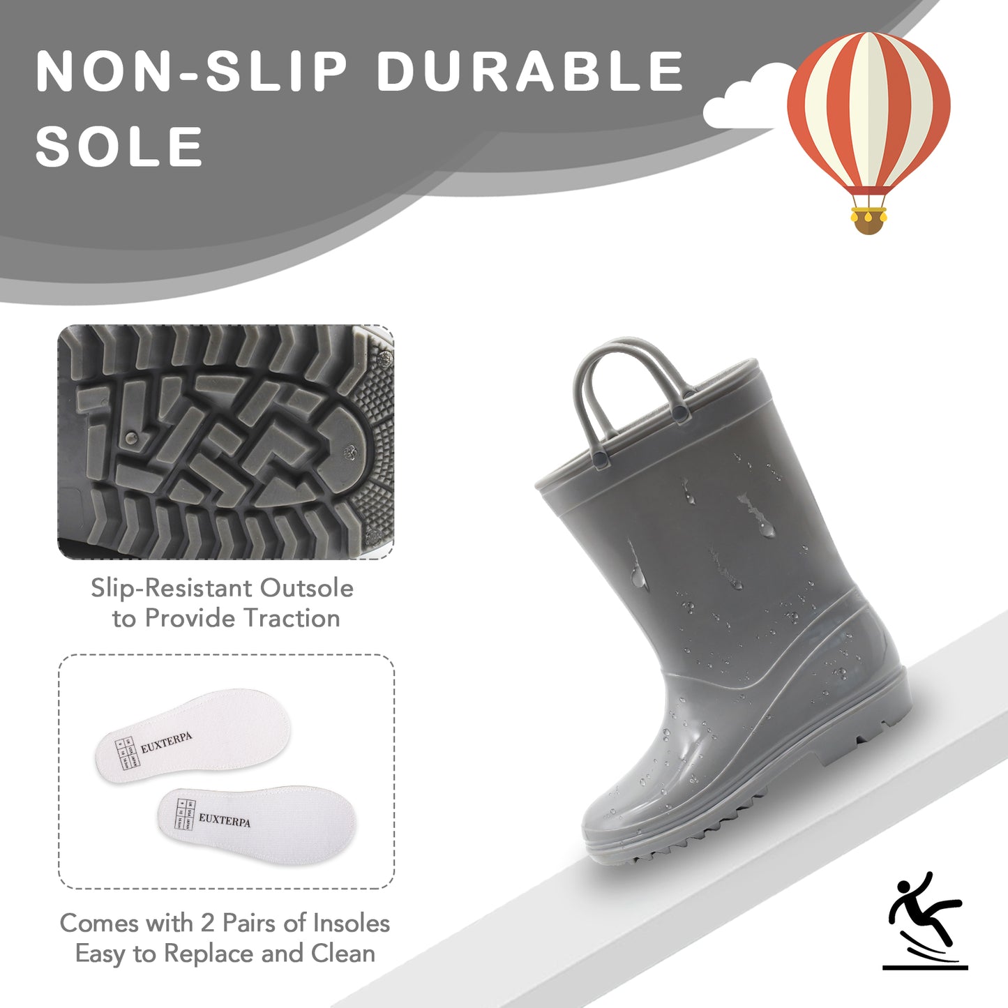 toddler kids solid grey rain boots