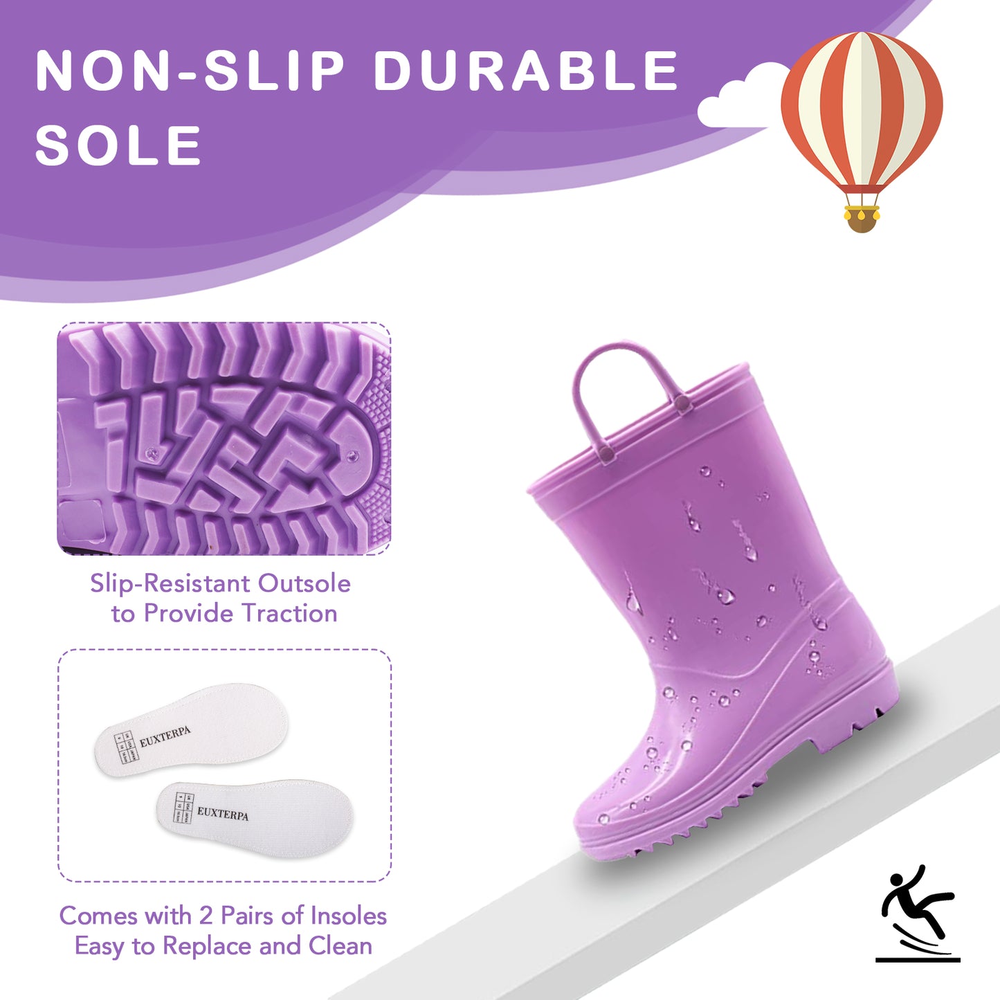 toddler kids solid purple rain boots