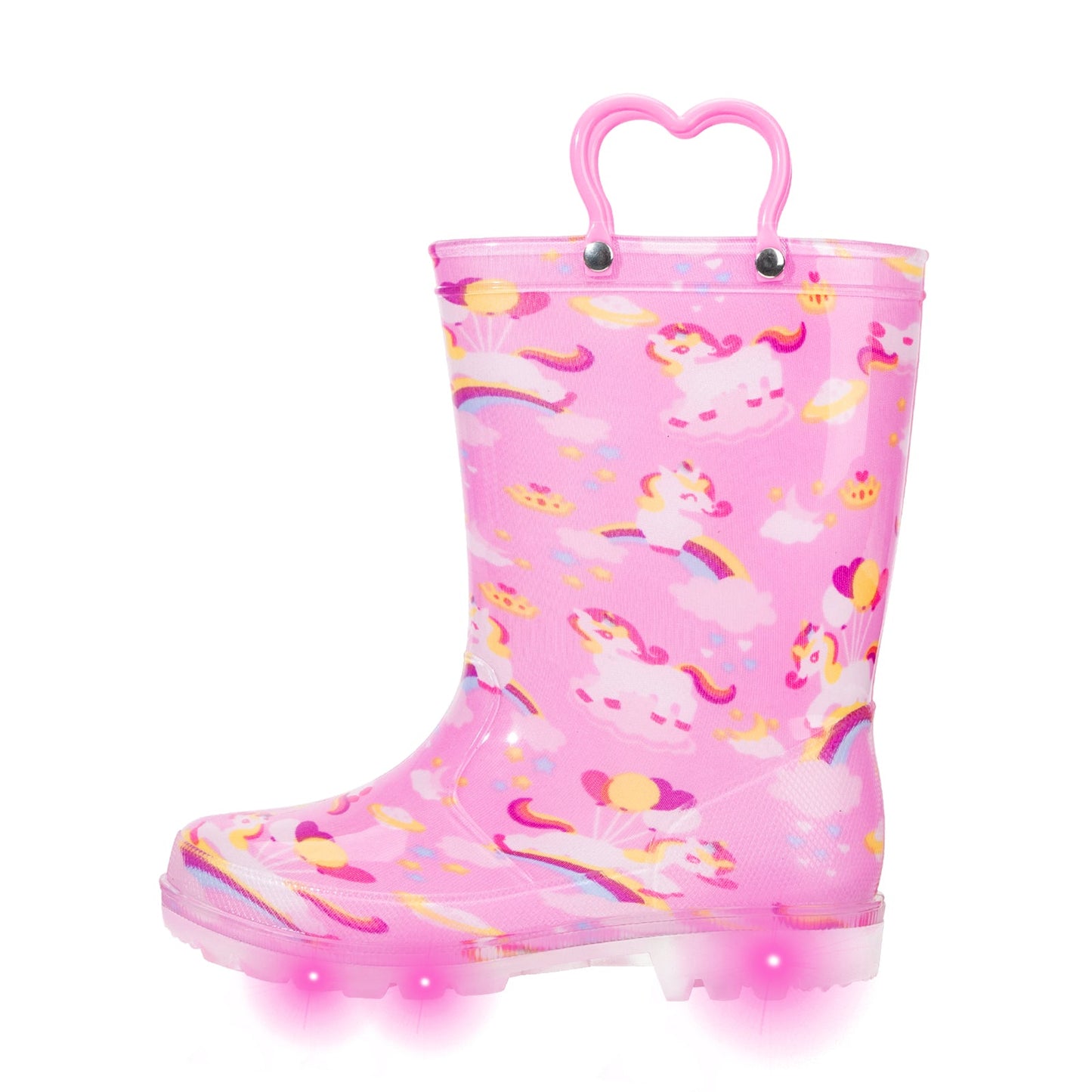 pink cloud unicorn light up waterproof rain boots