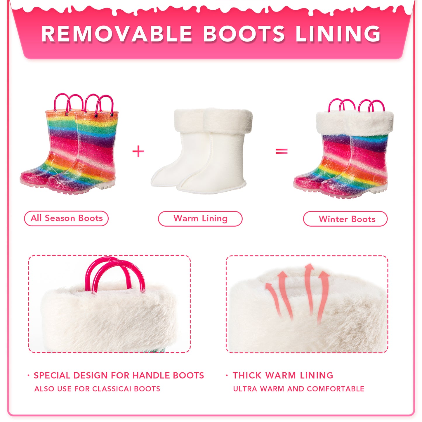 rainbow winter boots