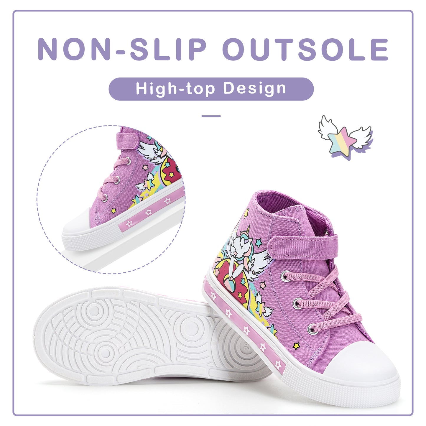velcro pink donut unicorn light up high top canvas sneakers