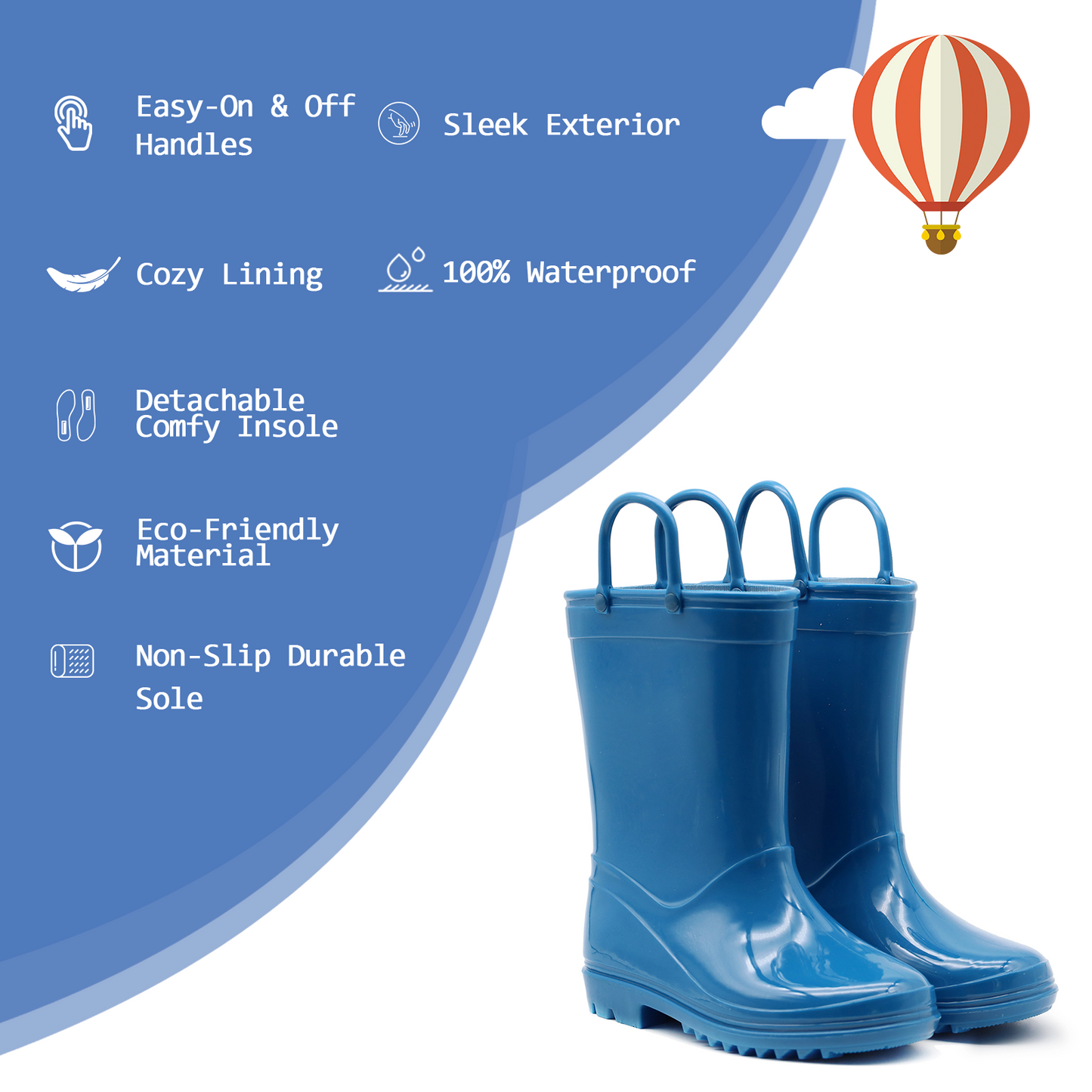 navy blue kid rain boots