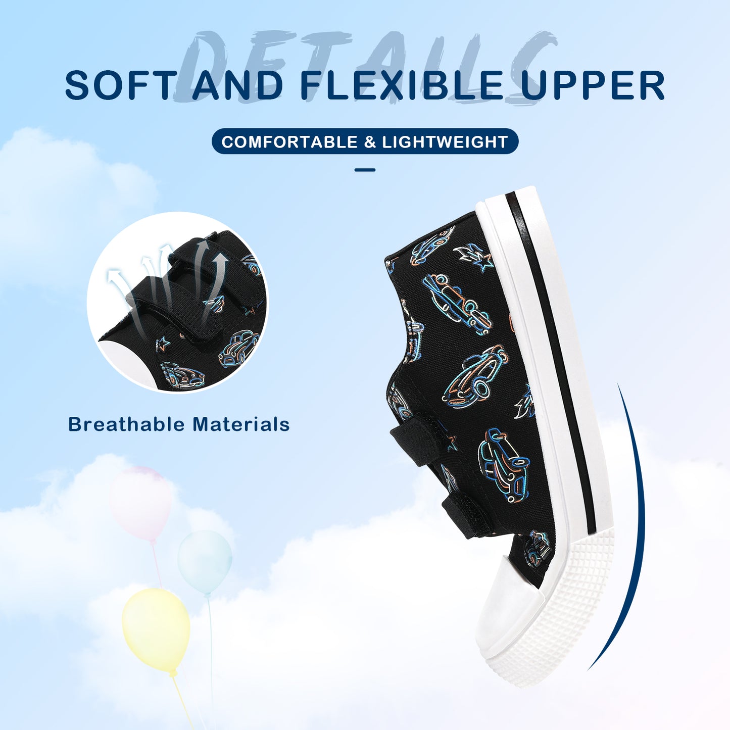 line car kids canvas shoes