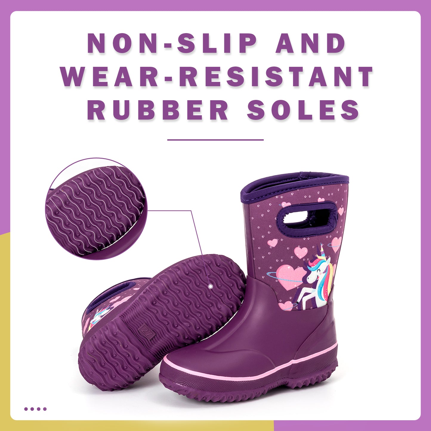 purple unicorn mud boots