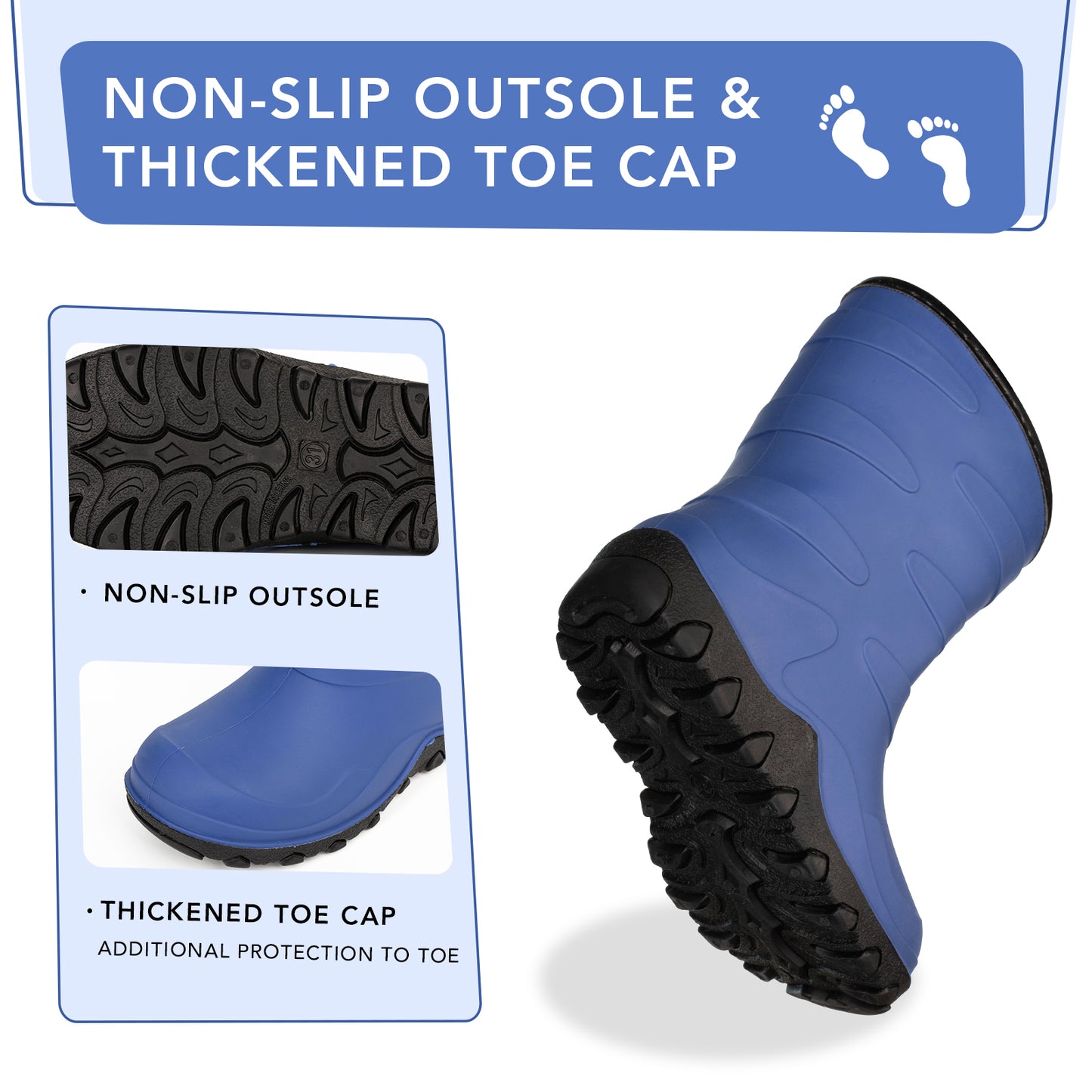 navy insulated winter rain boots