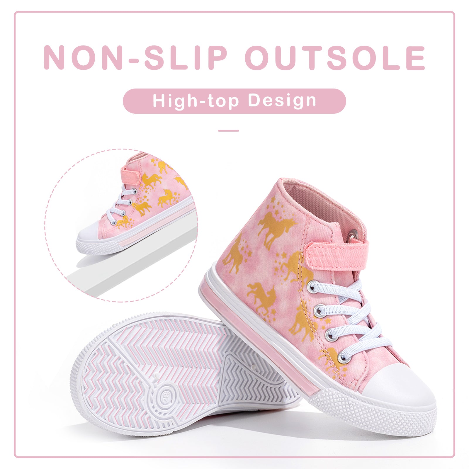 Velcro Glod Unicorn Light Up High Top Sneakers