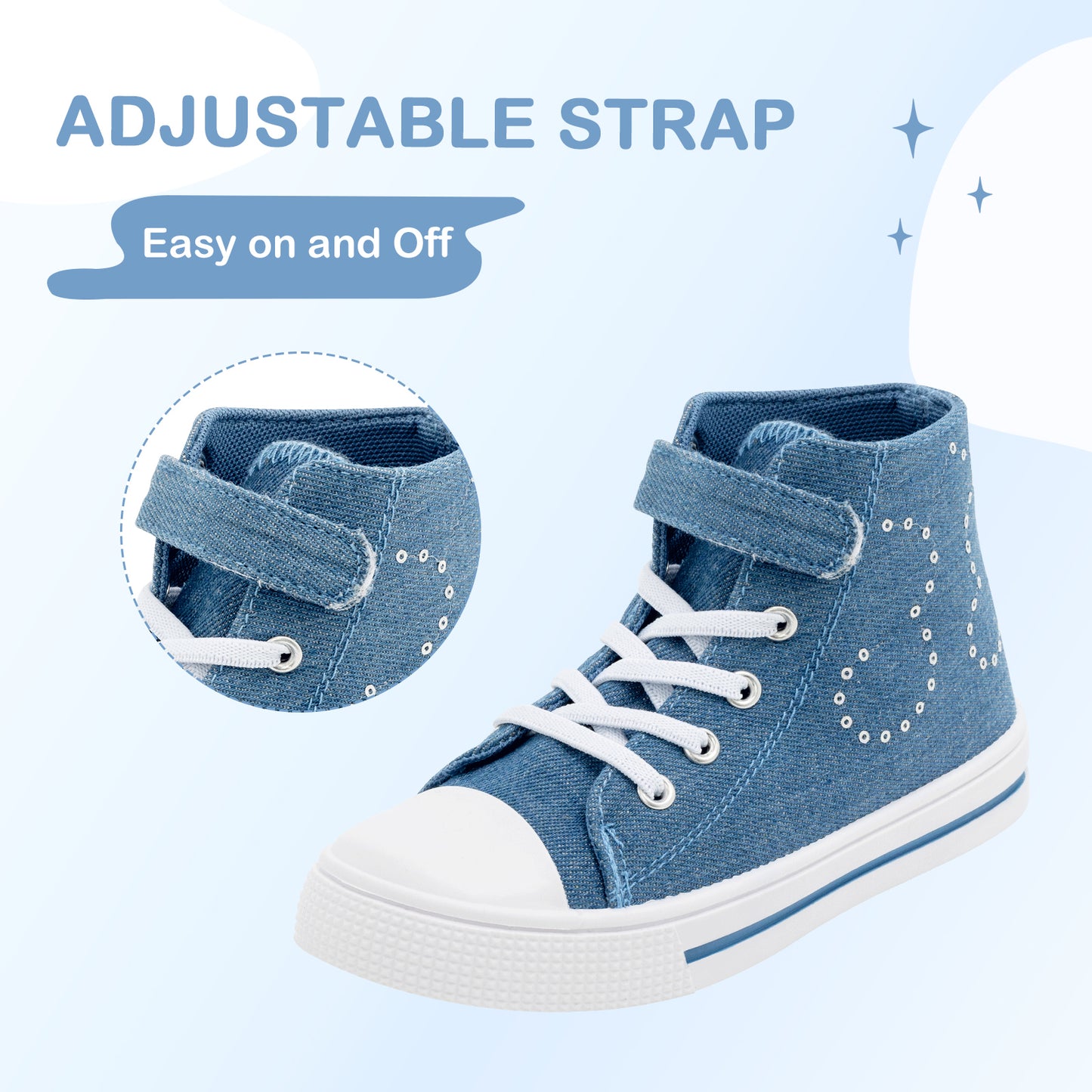 denim sequins top up sneakers