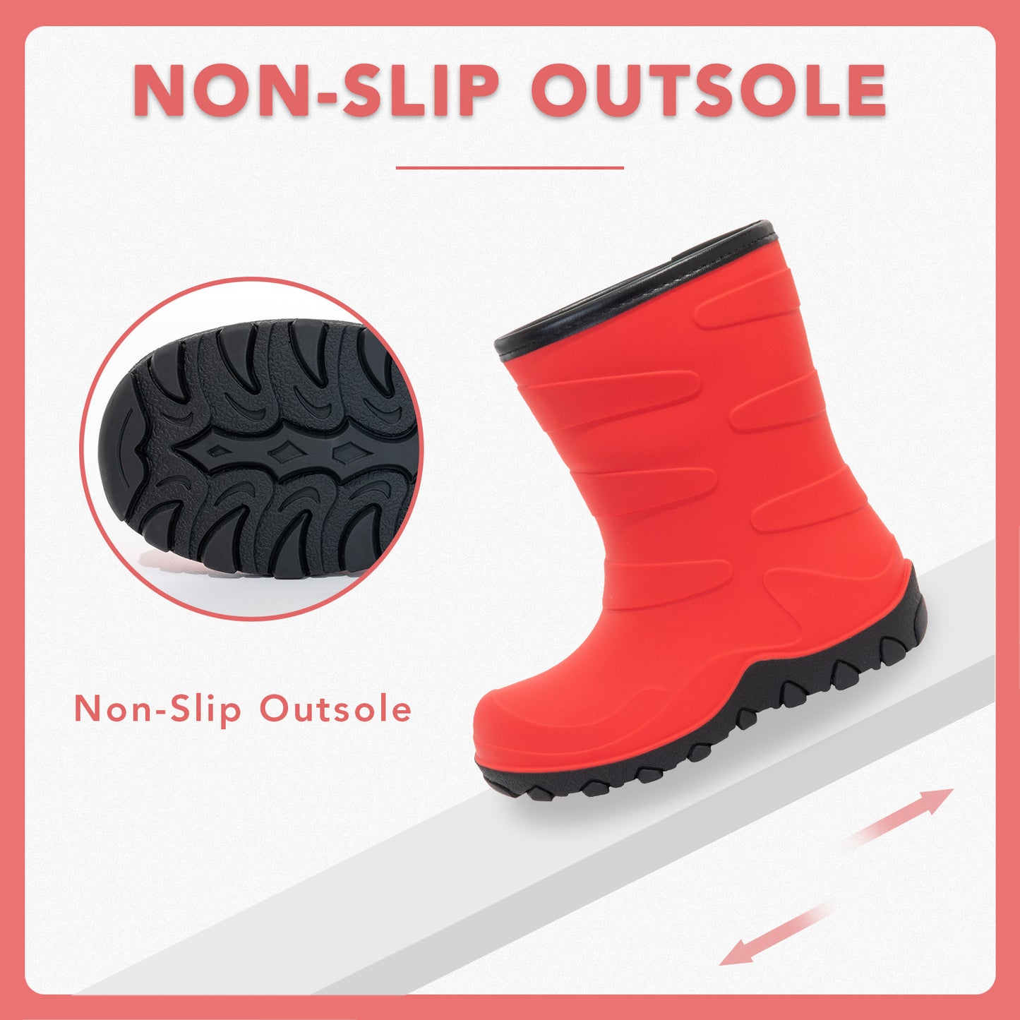 toddler kids bright red winter rain boots