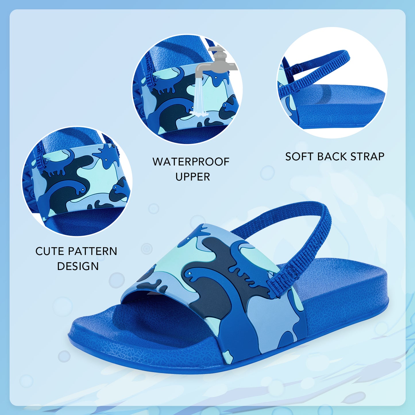 toddler blue dinosaur slide sandals