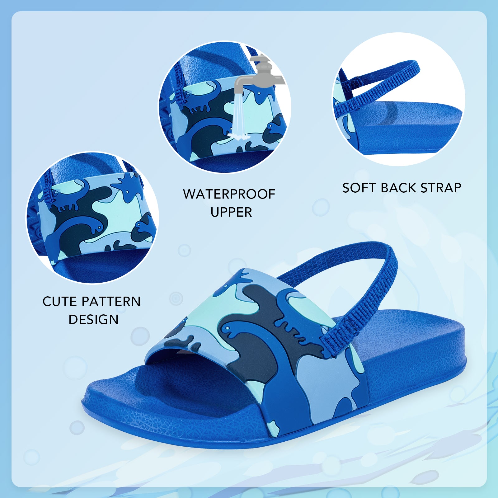 Toddler Blue Dinosaur Slide Sandals