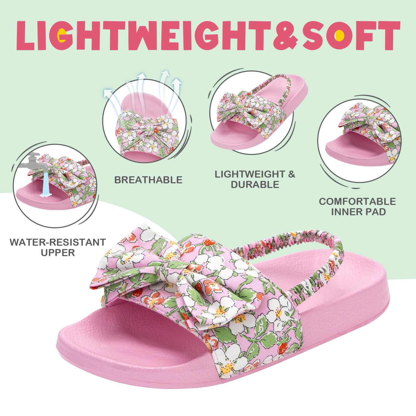 toddler floral bow slide sandals