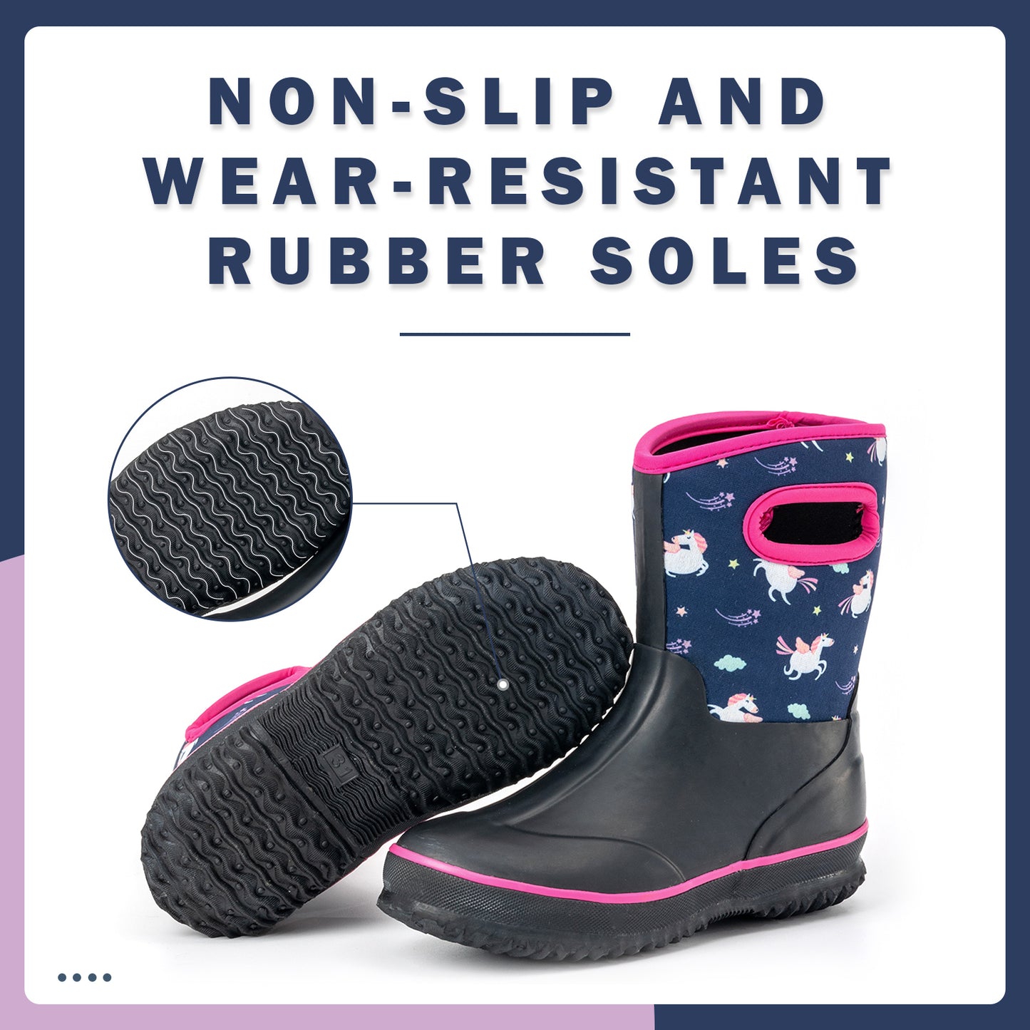 purple black unicorn mud boots