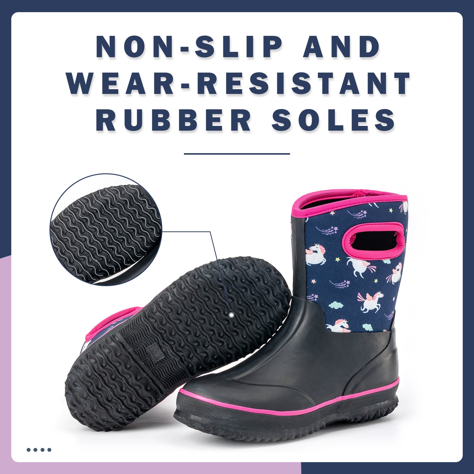 Purple Black Unicorn Mud Boots