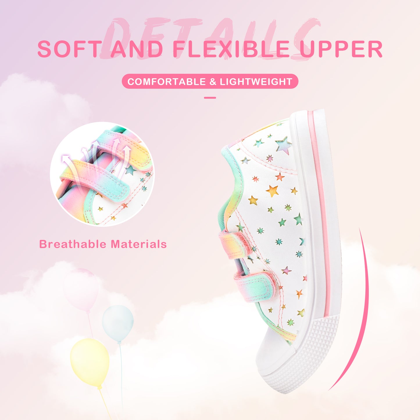 boys girls sneakers pu hollow star and moon canvas shoes
