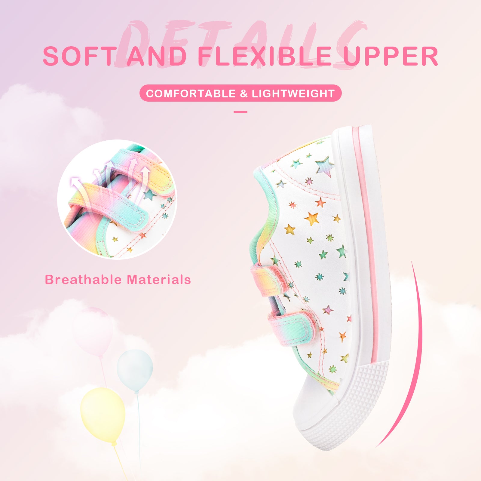 Boys Girls Sneakers PU Hollow Star And Moon Canvas Shoes