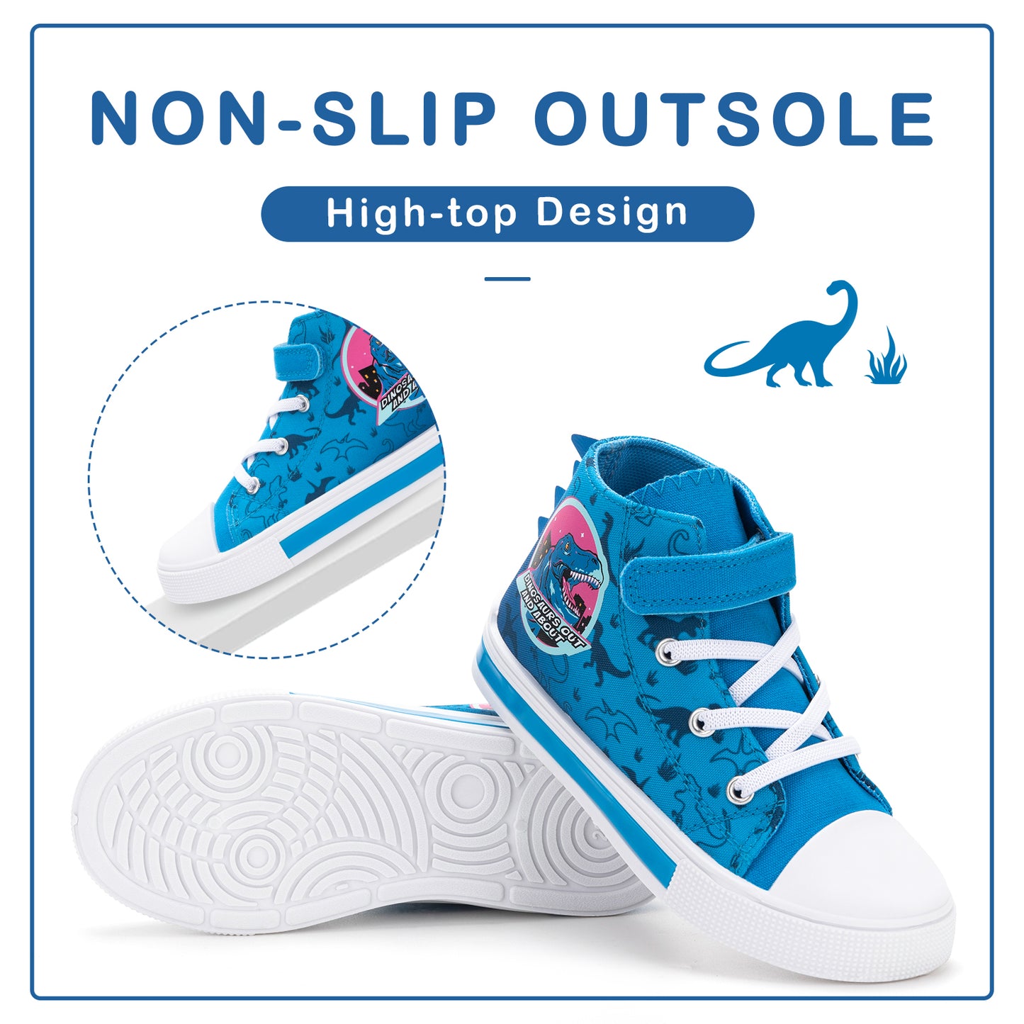 velcro dinosaurs out and about light up high top canvas sneakers