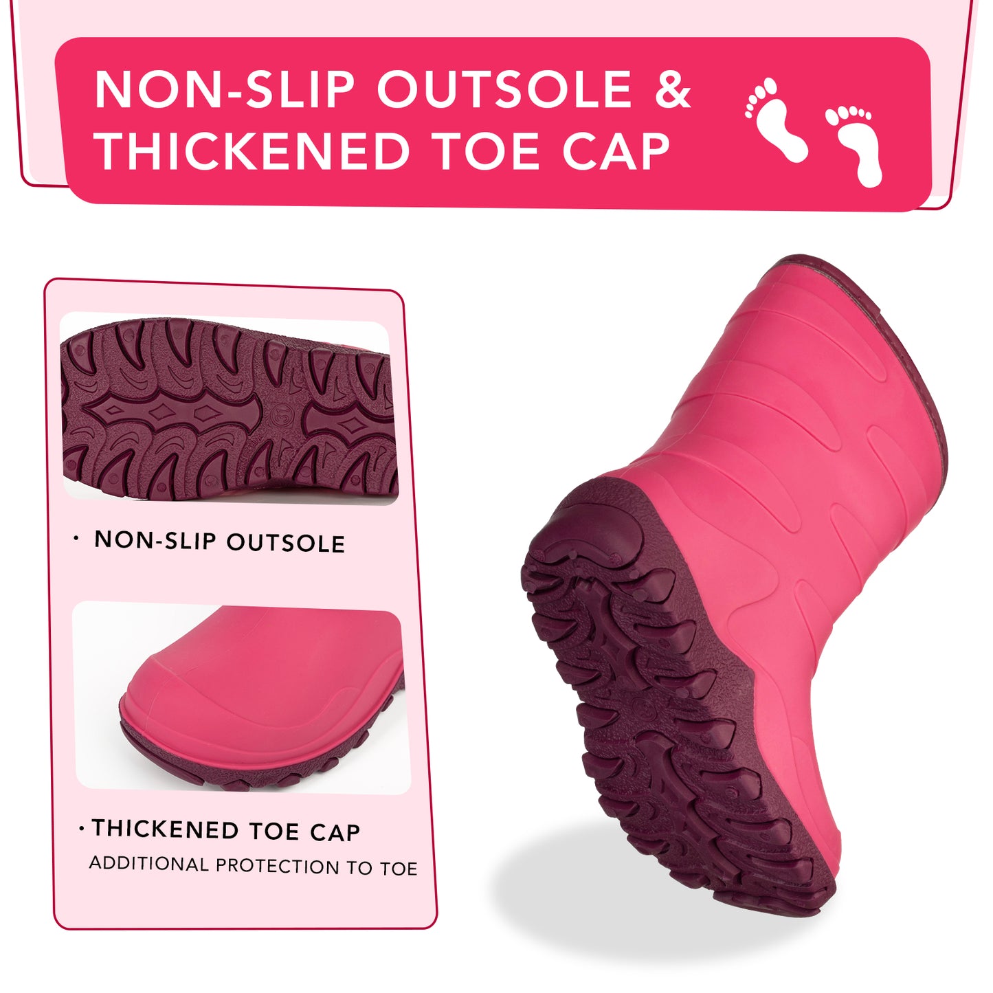 pink insulated winter rain boots