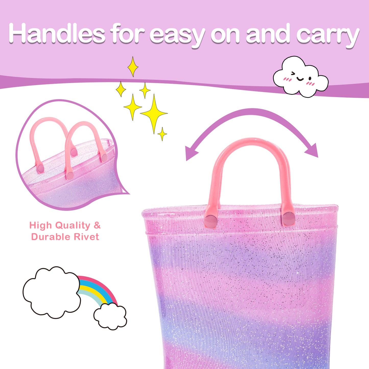 light up pink-purple gradient rain boots