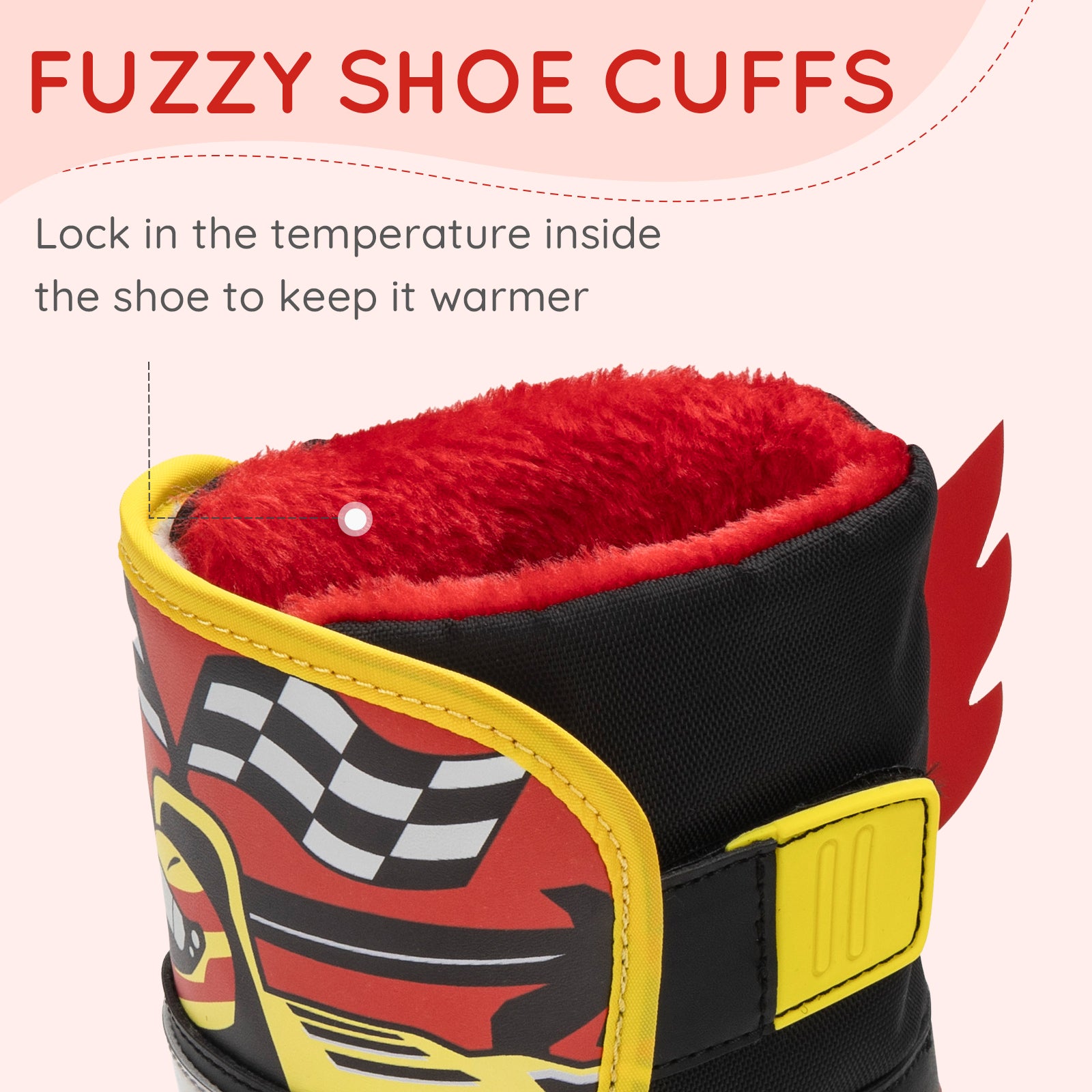 Toddler Boy Racing Car Winter Snow Boots - FUNCOO