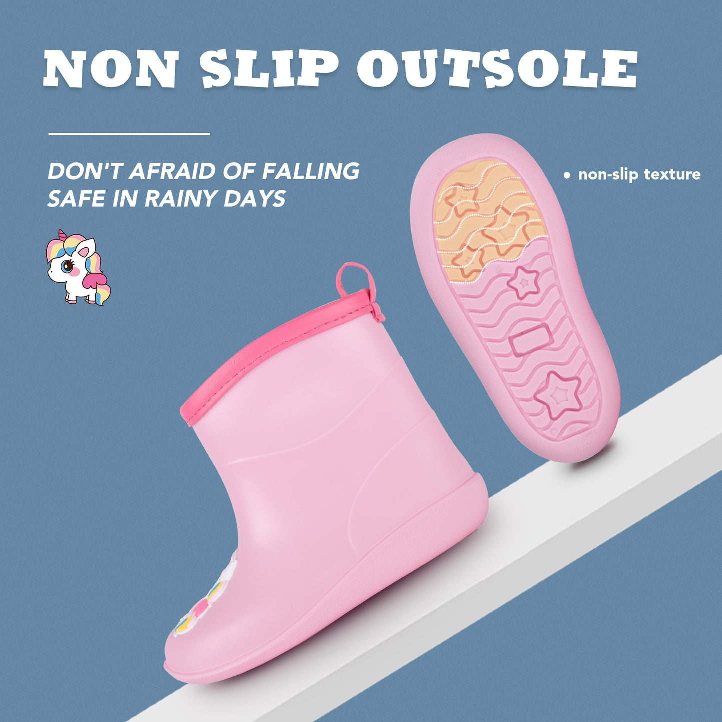 kids-toddler pink rain boots