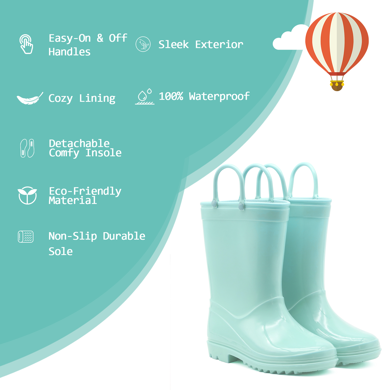 Toddler Light Green Rain Boots