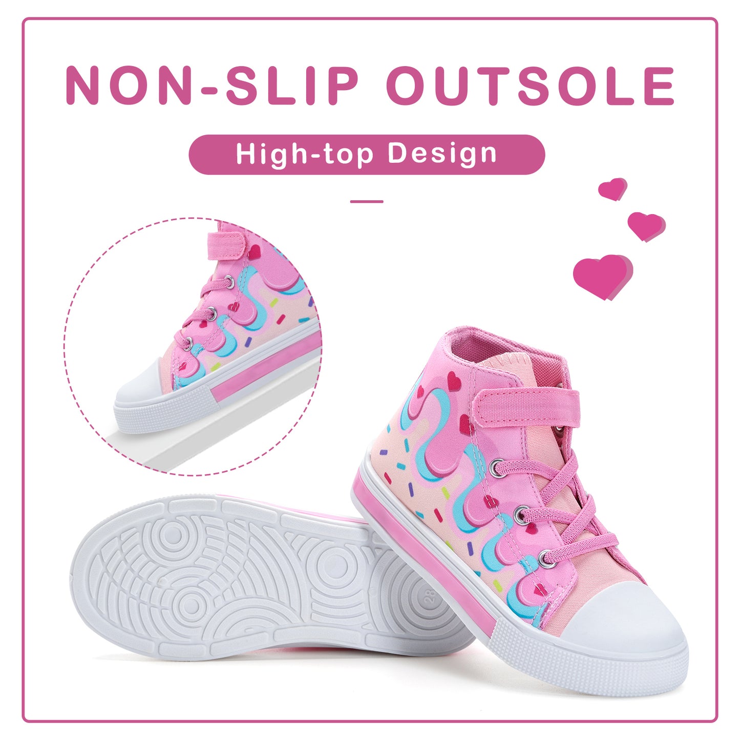 velcro big cake light up high top canvas sneakers