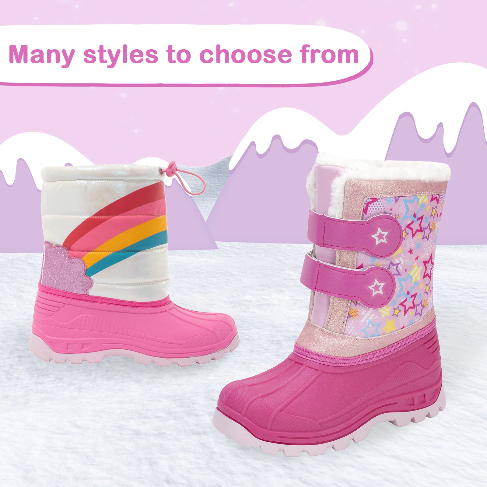 Toddler Girls Star Winter Snow Boots - FUNCOO