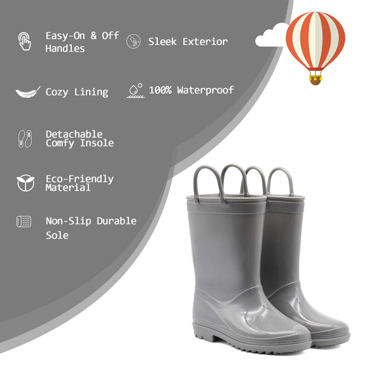 toddler kids solid grey rain boots