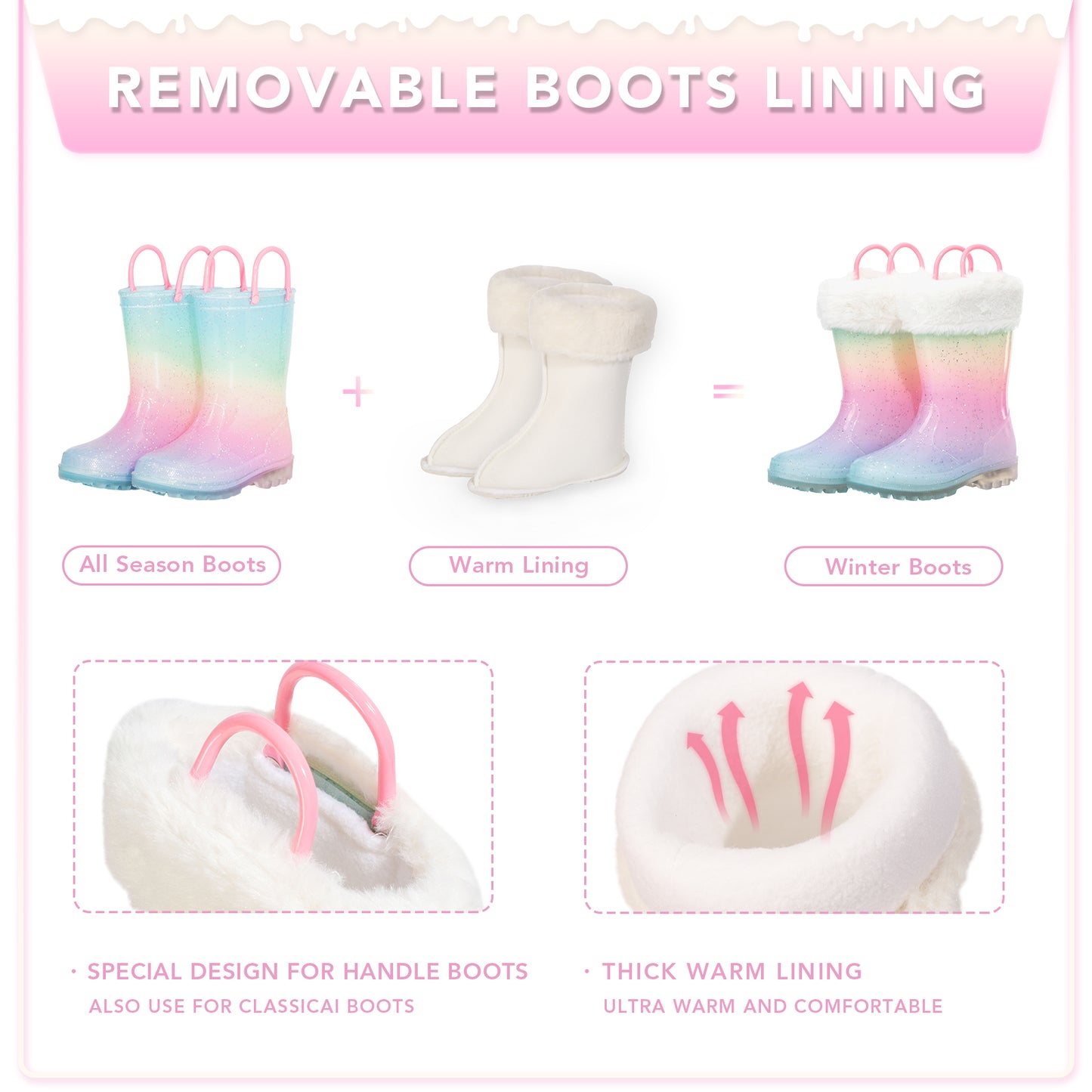 light up pink warm rain boots
