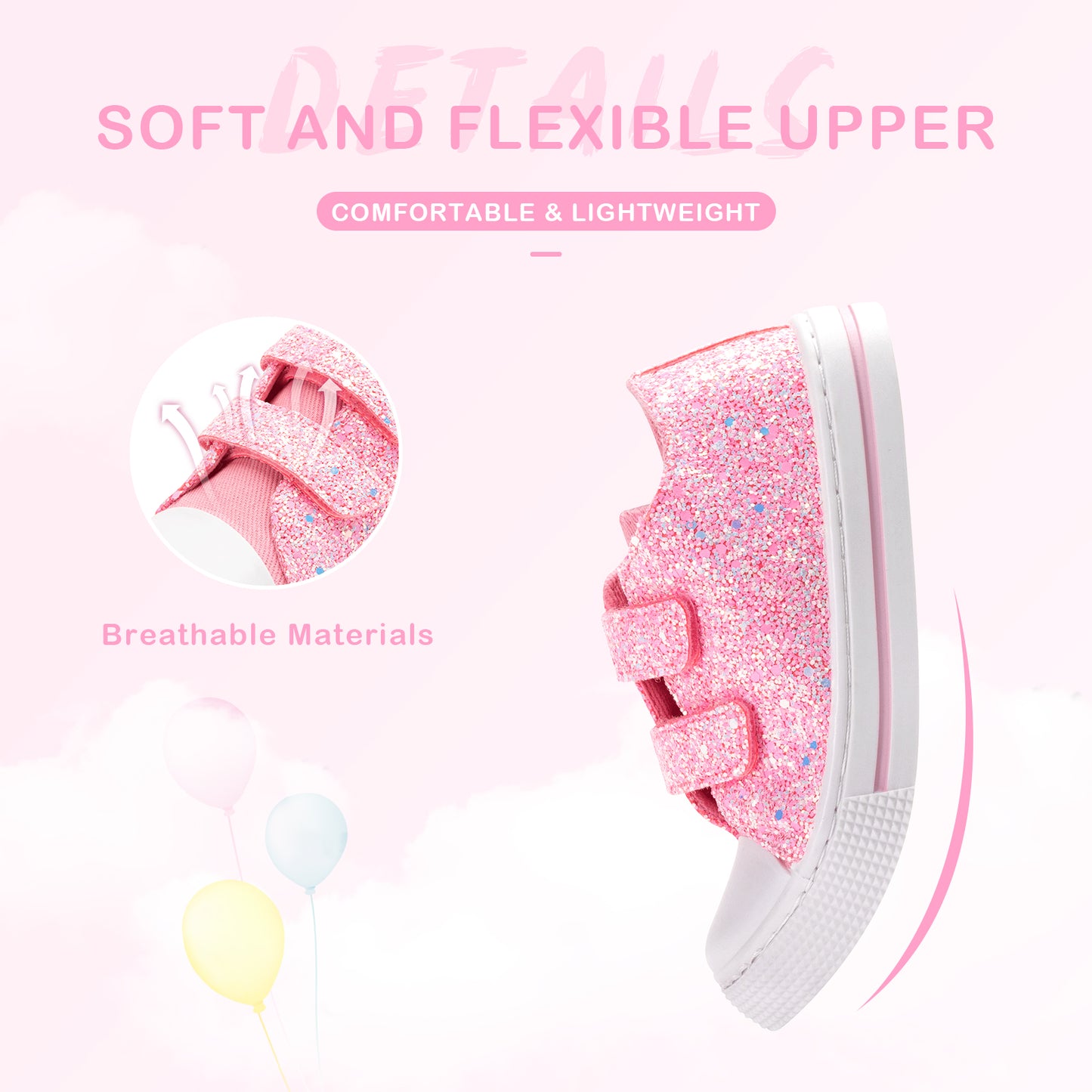 pink glitters dual straps sneakers