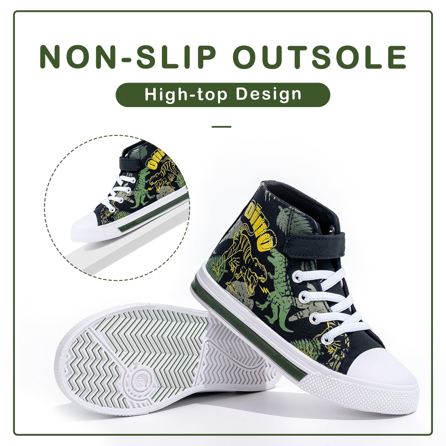 green dinosaur high top sneakers