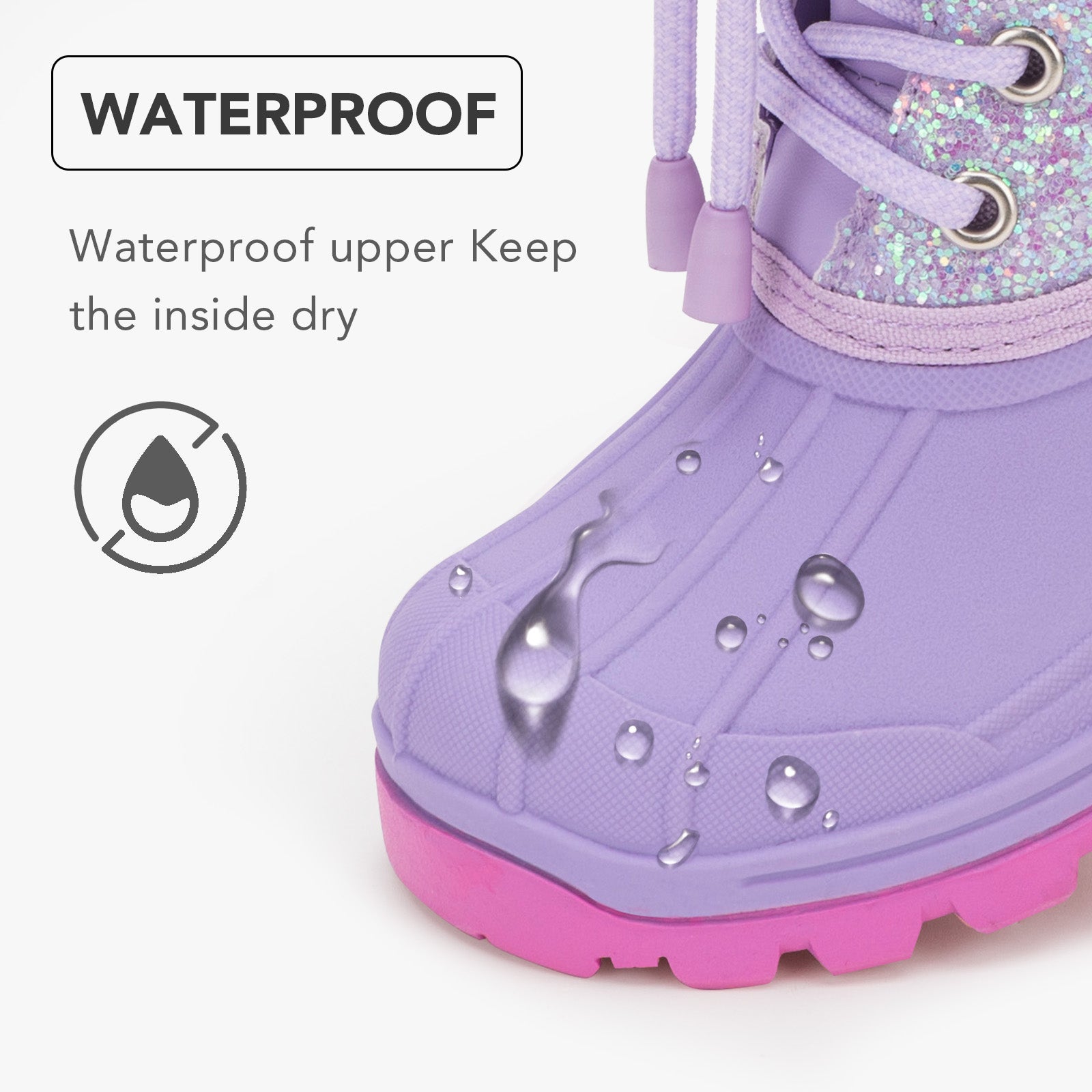 Toddler Girls Purple Winter Snow Boots - FUNCOO