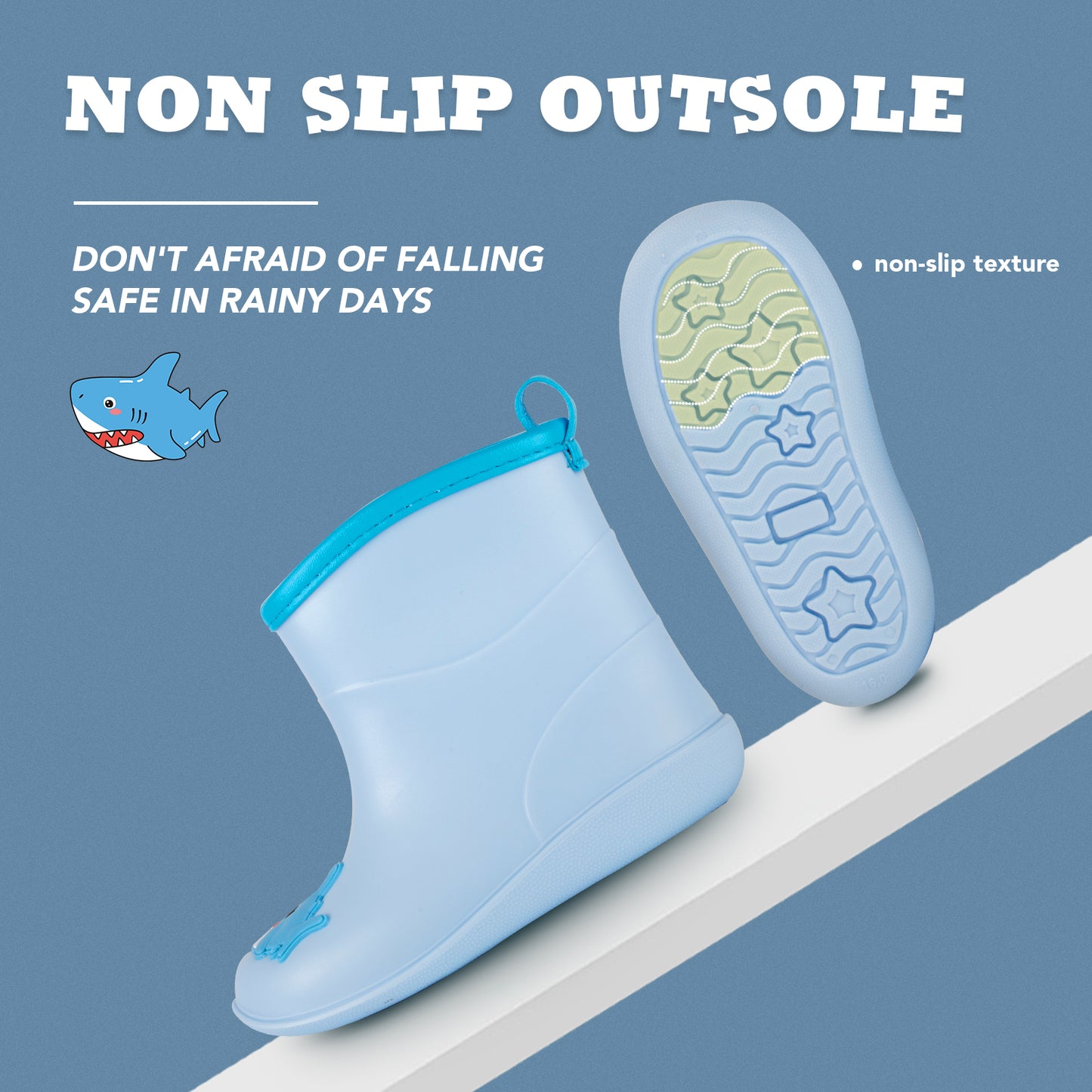 kids-toddler blue shark rain boots