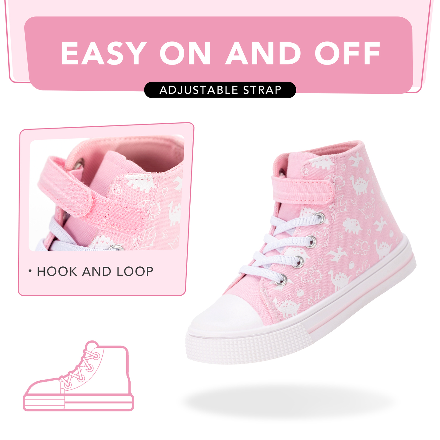 kids toddler sneakers pink little dinosaur